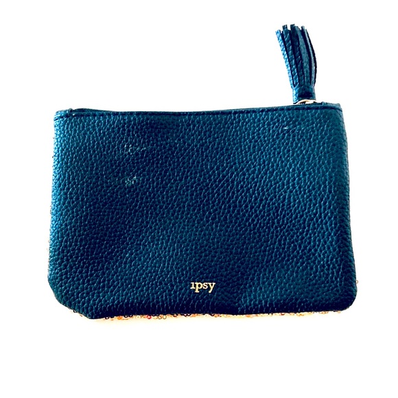 Gold Sequin Ipsy Mini Zipper Pouch Cosmetic Bag - Picture 2 of 3